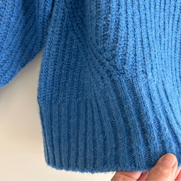 Maeve Anthropologie Blue Crop Ribbed Bell Sleeve Turtleneck Sweater XX Small - Picture 6 of 15